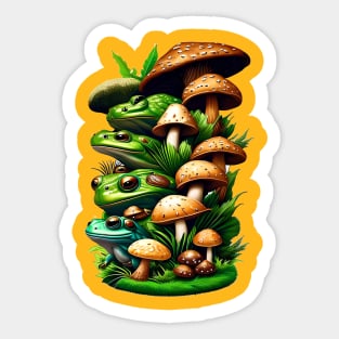 Frogs And Shrooms Sticker